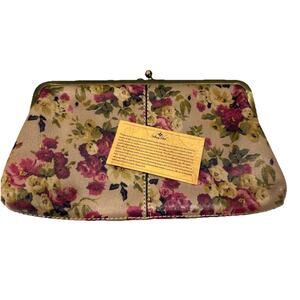 Patricia Nash Floral Leather Clutch Wallet Kisslock Frame Vintage Style